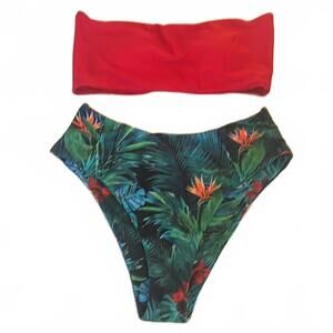 Tropical Print High-Waisted Bikini Set‎ NWOT